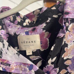 Sezane Ann Shirt Purple Floral Print - Size 4